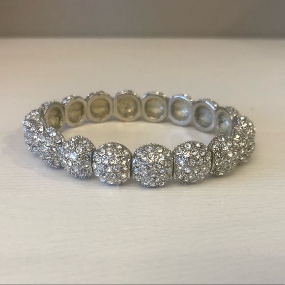3/$12 Jeweled Silver Stretch Bracelet - Picture 1 of 2